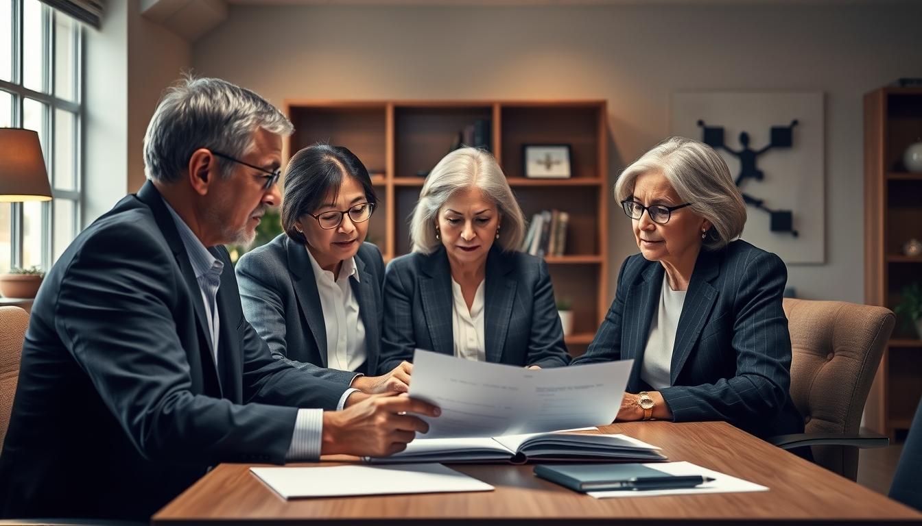 Family reviewing legal documents